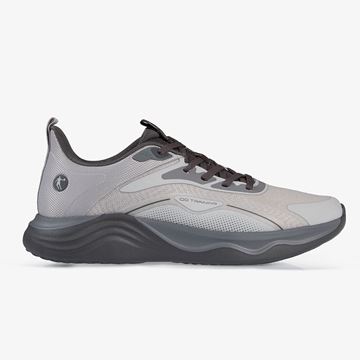 کفش تمرین مردانه خاکستری برند QD با رویه مش تنفس‌پذیر و زیره مقاوم برای تمرینات باشگاهی