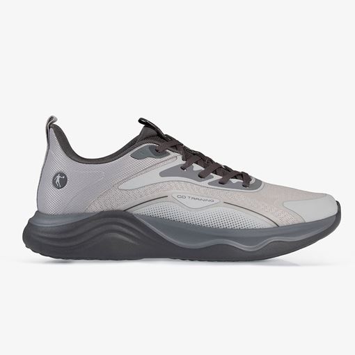 کفش تمرین مردانه خاکستری برند QD با رویه مش تنفس‌پذیر و زیره مقاوم برای تمرینات باشگاهی
