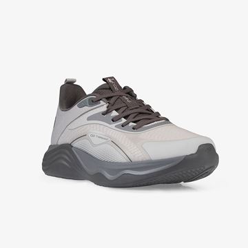 کفش تمرین مردانه خاکستری برند QD با رویه مش تنفس‌پذیر و زیره مقاوم برای تمرینات باشگاهی